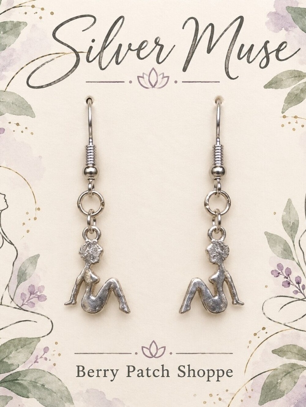 Spiritual Healing Silver Muse Yoga Earrings